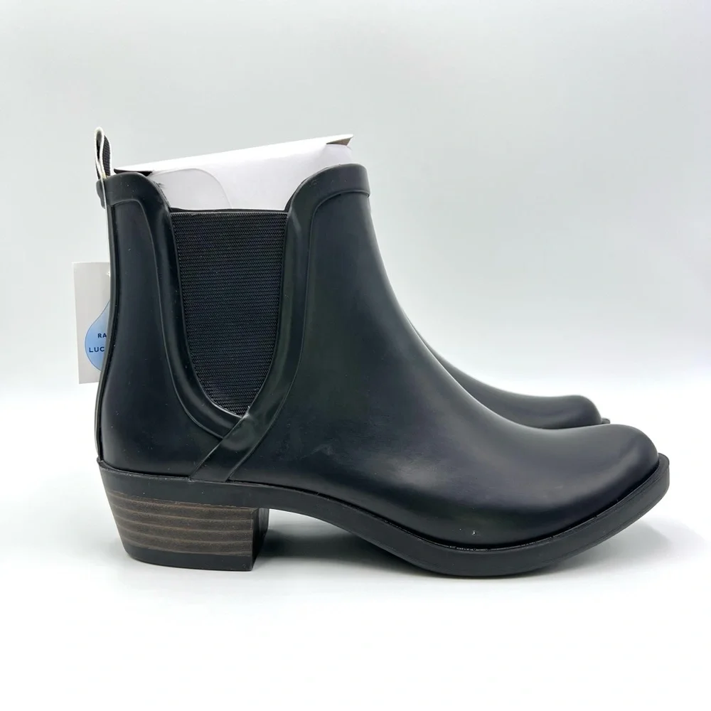 Lucky Brand‎ Size 7 Basel H2O Black Rubber Rainboots Ankle Rain Boots Booties